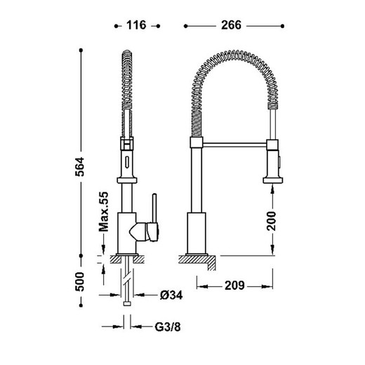 Grifo Monomando Con Ducha Extra Ble Con Tipos De Chorro Para Cocina