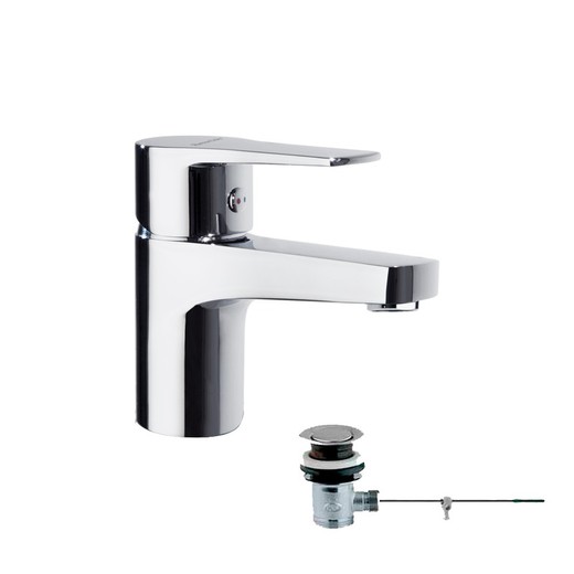 Monomando de lavabo Titanium tool free S2 con válvula automática inox de 1 1/4