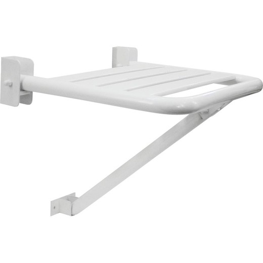 Asiento abatible INOX apoyo pared blanco