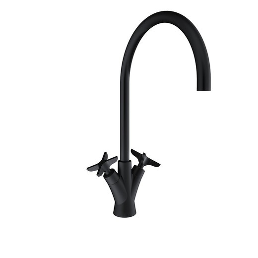 bimando de cocina con caño giratorio 220mm, negro mate, modelo Adagio