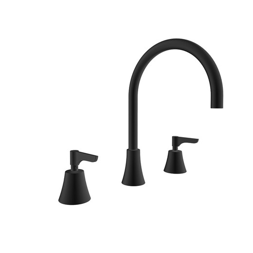 Bimando de lavabo alto para repisa, negro mate, modelo Adagio