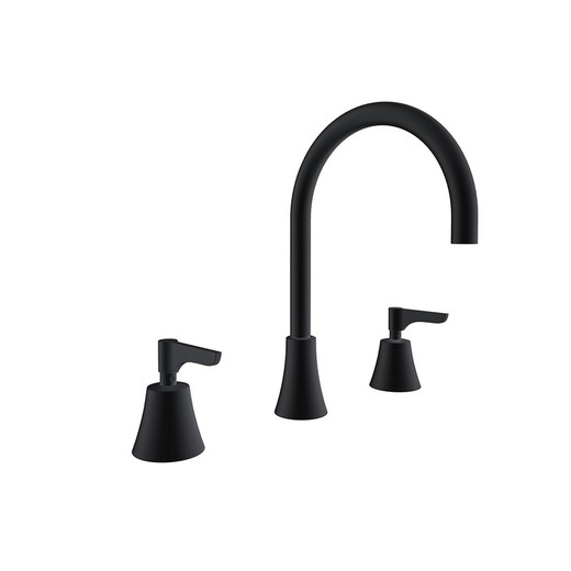 Bimando de lavabo para repisa, negro mate, modelo Adagio