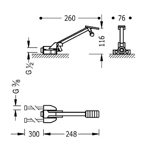 Grifo de pedal con mezclador de 2 aguas Cocina