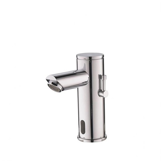 grifo de lavabo electrónico de dos aguas fría y caliente con transformador y batería, cromo, modelo Soltronic