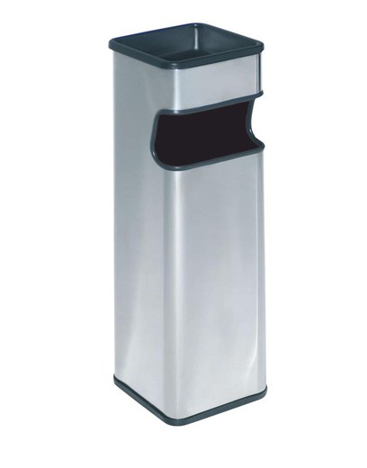 Papelera cenicero cuadrada inox. satinado 25 L.