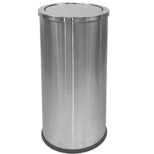 Papelera redonda inox 40L con cabezal, tapa