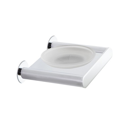 Soporte jabonera de pared para baño con sistema de instalación Dual, Cromado, Modelo Ergos