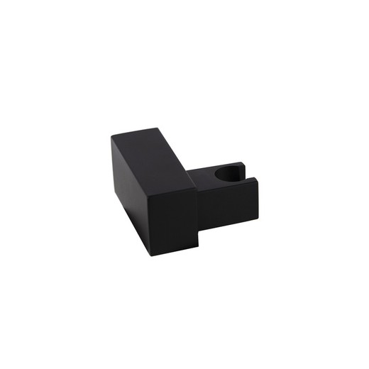 Soporte orientable de pared para ducha negro mate, rectangular de ABS