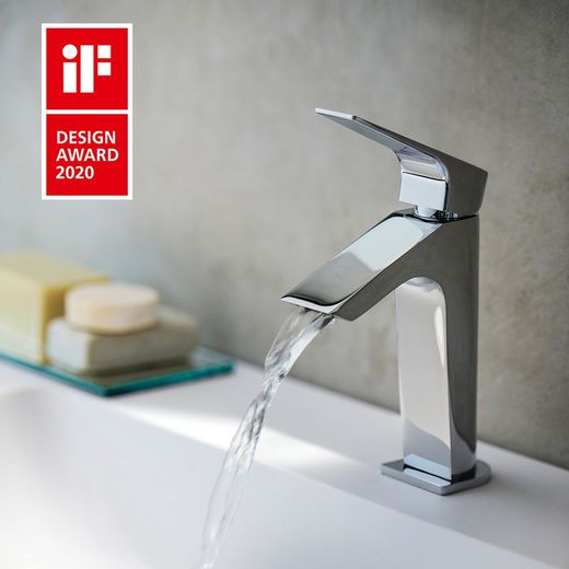 Monomando de lavabo Urban Chic salida en cascada, caudal limitado, cromado