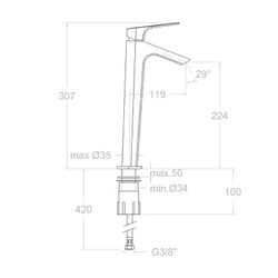 Monomando de lavabo alto XL Urban Chic cromado