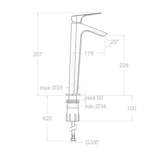 Monomando de lavabo alto XL Urban Chic cromado