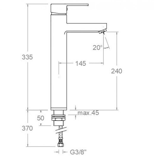Monomando lavabo alto Xl Drako , negro mate