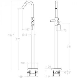 Columna de pie monomando para bañera modelo Drako