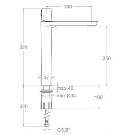 Monomando de lavabo XL Tzar, cromado