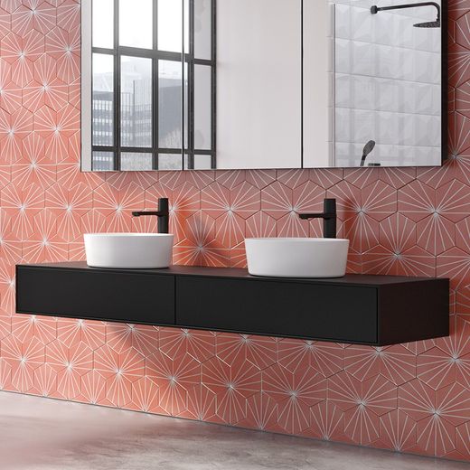 Monomando de lavabo XL Tzar, negro mate