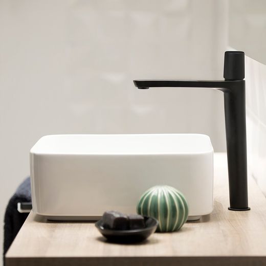 Monomando de lavabo XL Tzar, negro mate