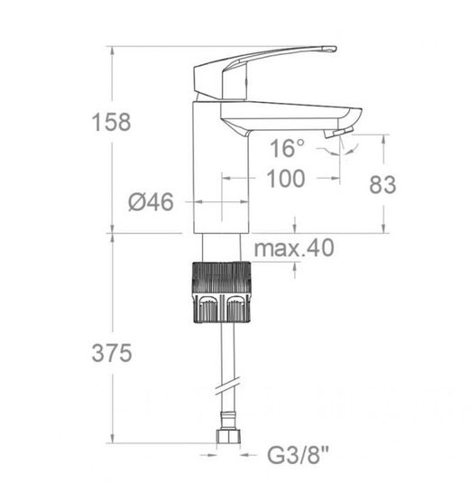 Monomando de lavabo recto New Fly S3
