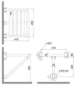 Asiento abatible INOX apoyo pared blanco