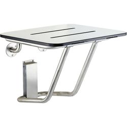 Asiento abatible INOX con tabla fenólica de 50x50
