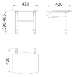 Asiento de ducha plegable con dos patas ajustables
