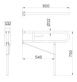 Barra abatible 80 cm., apoyo a suelo color