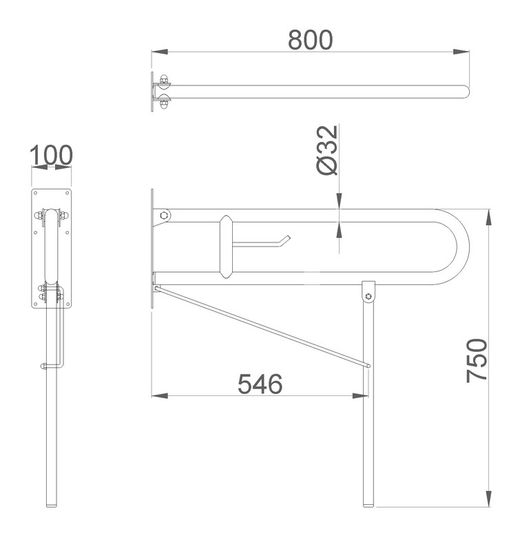 Barra abatible 80 cm., apoyo a suelo color