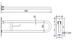 Barra abatible 850 mm acero inoxidable AISI 304