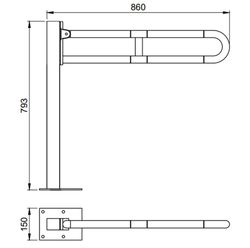 Barra abatible anclaje suelo aluminio nylon
