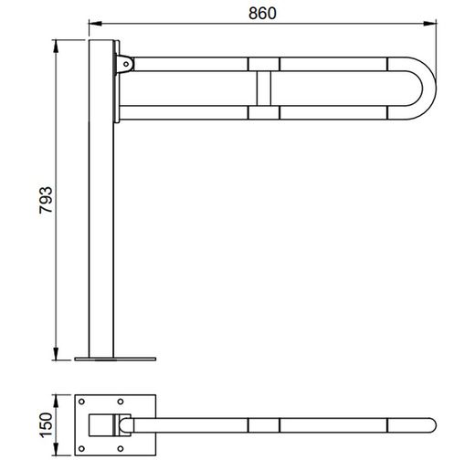 Barra abatible anclaje suelo aluminio nylon