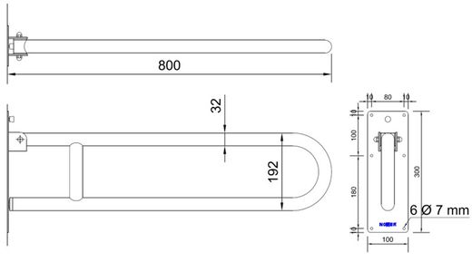 Barra abatible INOX 80 cm blanco sin portarrollos