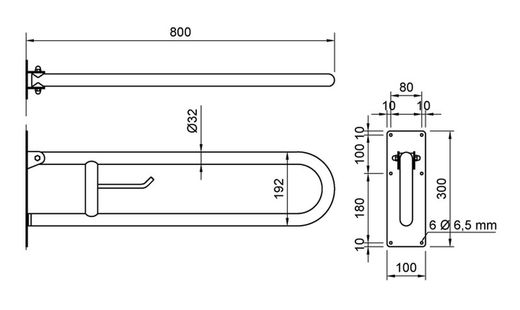 Barra abatible INOX 80 cm satinado