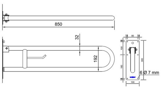 Barra abatible INOX 85 cm brillo