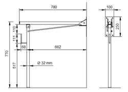 Barra abatible INOX con apoyo suelo satinado