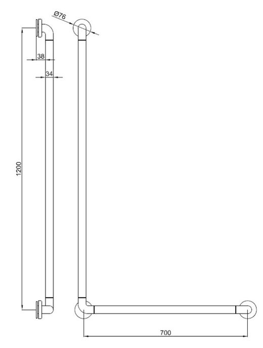 Barra angulo recto aluminio nylon 1200x700