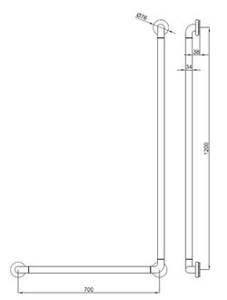 Barra angulo recto aluminio nylon 1200x700