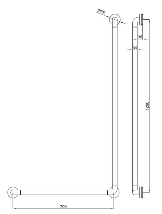 Barra angulo recto aluminio nylon 1200x700