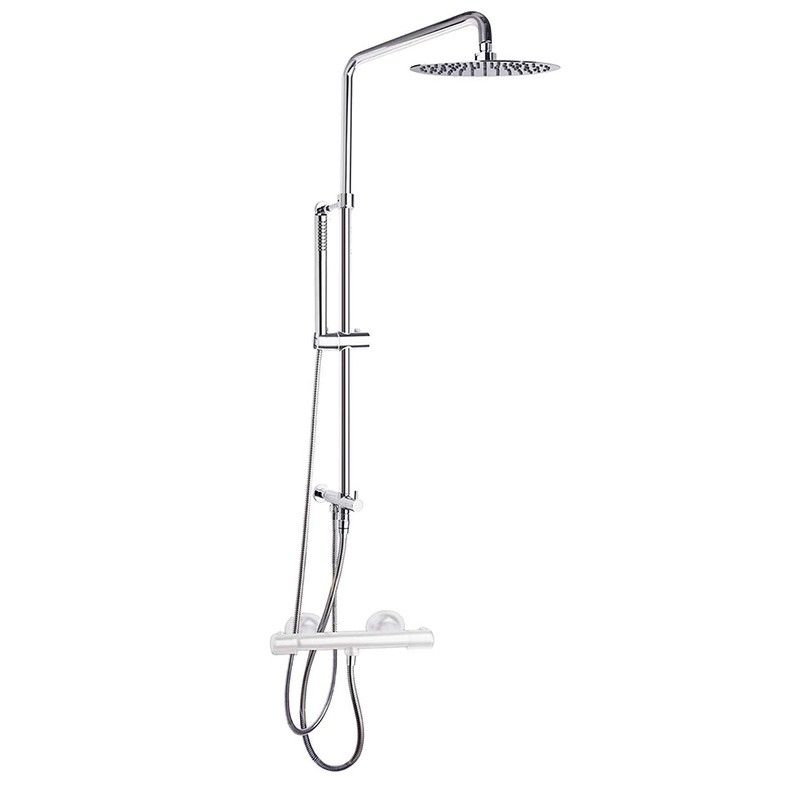 Barra de ducha adaptable con teleducha, flexo y rociador de metal Ø300mm, Cromado