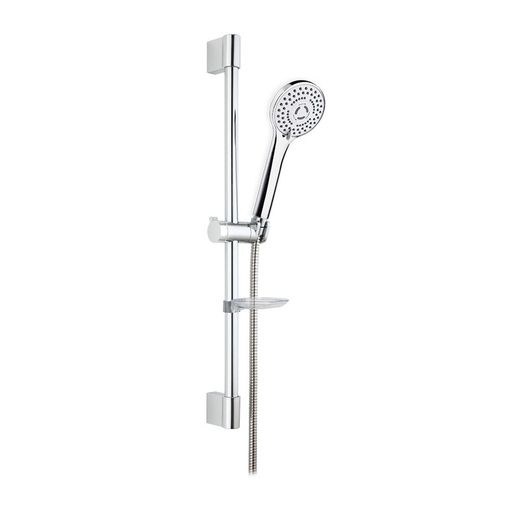 Barra de ducha Polo de metal con teleducha 3 posicones Ø100mm y flexo, cromada