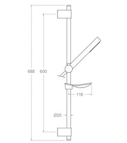 Barra de ducha Zenit de metal con soportes deslizantes, teleducha cilíndrica de metal y flexo, cromada