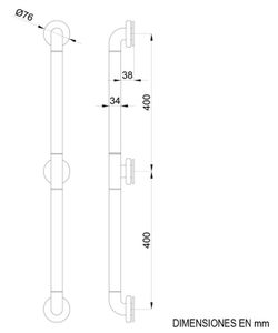 Barra fija 80 cm aluminio nylon
