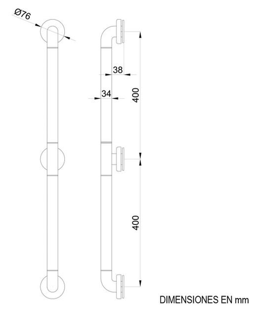 Barra fija 80 cm aluminio nylon