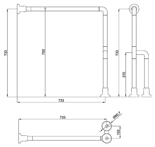 Barra fija Aluminio Nylon pared-suelo REVERSIBLE