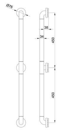 Barra fija de 90 cm. aluminio - nylon