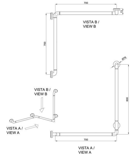 Barra fija ducha aluminio nylon