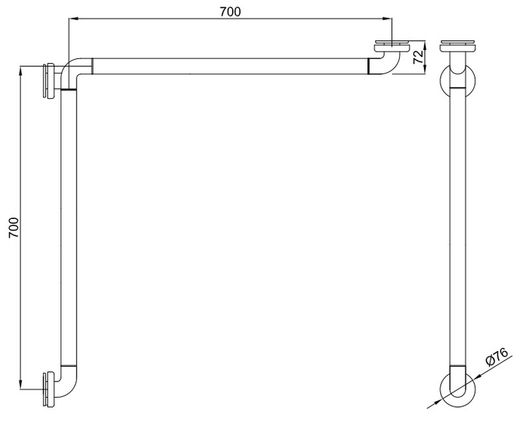 Barra fija ducha aluminio nylon tres puntos