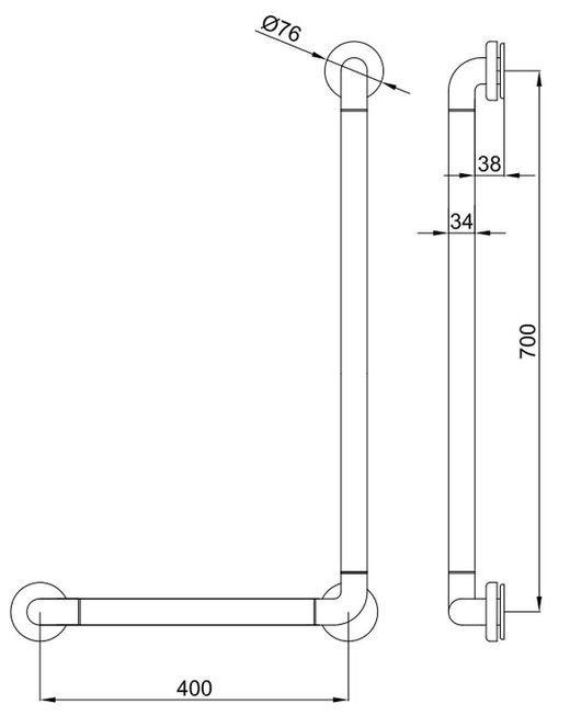 Barra fija en angulo aluminio nylon