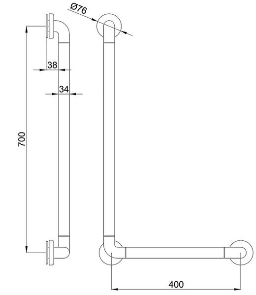 Barra fija en angulo aluminio nylon