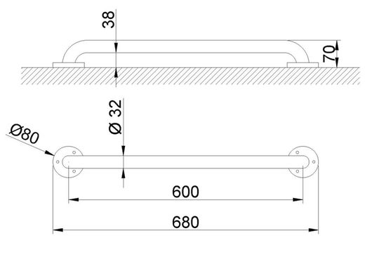 Barra fija INOX 60 cm blanco