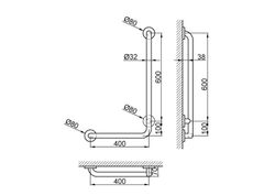Barra fija INOX 90º ducha 400*700 DCHA brillo