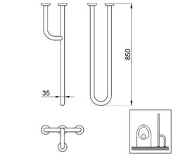 Barra fija INOX tres puntos anclaje pared IZQUIERDA